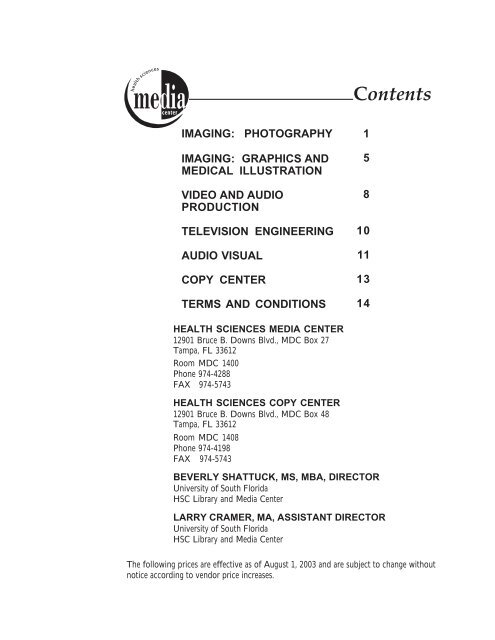 Price Guide 2003 for web - University of South Florida