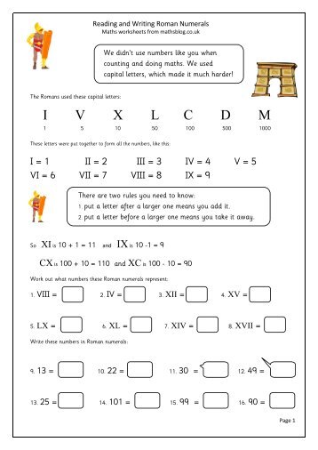 Reading and Writing Roman Numerals - Maths Blog