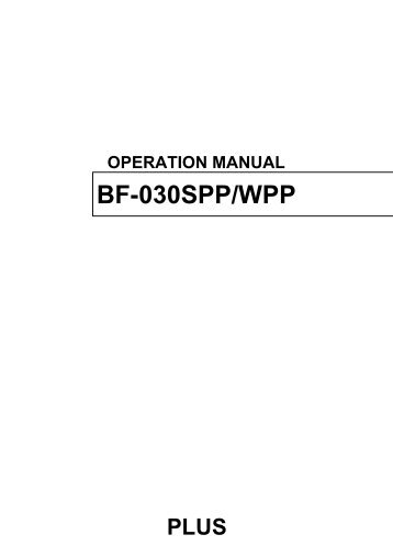 BF-030SPP/WPP - PLUS Corporation of America