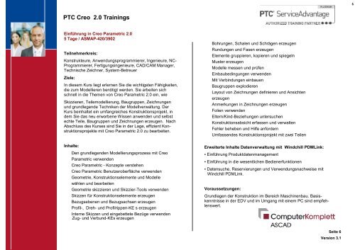 ASCAD Ausbildungskatalog PTC - ComputerKomplett ASCAD