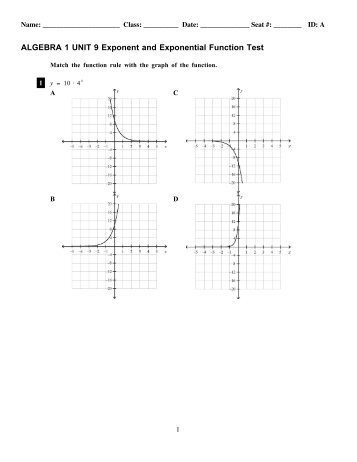 ALGEBRA 1 UNIT 9 Exponent and Exponential Function Test