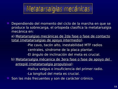 Metatarsalgias mecánicas: inestabilidad MTF