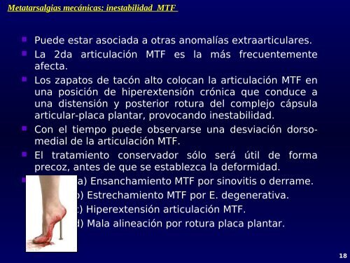 Metatarsalgias mecánicas: inestabilidad MTF