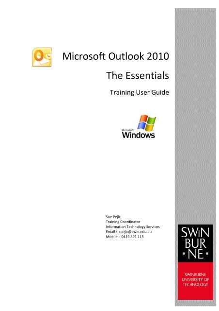 Outlook Inn Computer Science Microsoft Outlook 20.. - Information Technology Services - Swinburne