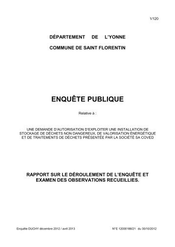 COVED Rapport CE - 0,70 Mb - PrÃ©fecture de l'Yonne