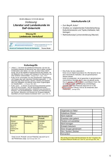 Vorlesung: Literatur und Landeskunde im DaF-Unterricht - Moodle 2