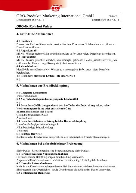 Sicherheitsdatenblatt