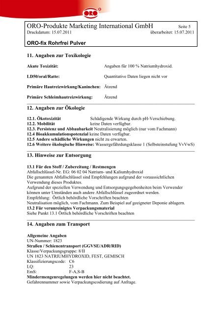 Sicherheitsdatenblatt