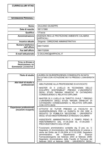 MODULO DEI CONCORSO ARPACAL SCARICARE