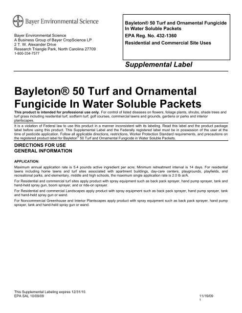 BayletonÂ® 50 Turf and Ornamental Fungicide In ... - Backed By Bayer