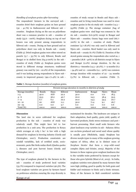 Pre- and post harvest factors affecting sorghum production (Sorghum bicolor L. Moench) among smallholder farming communities