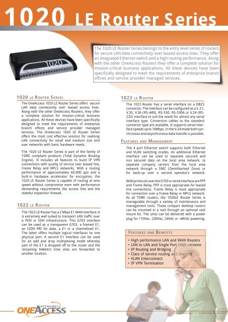 1020 LE Router Series - comtec