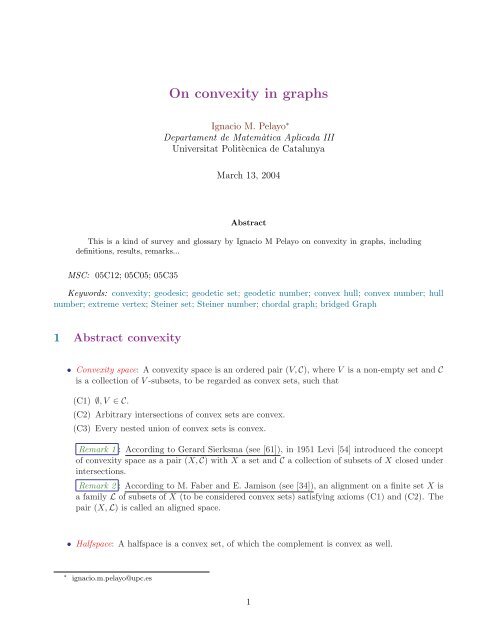 On convexity in graphs - ResearchGate