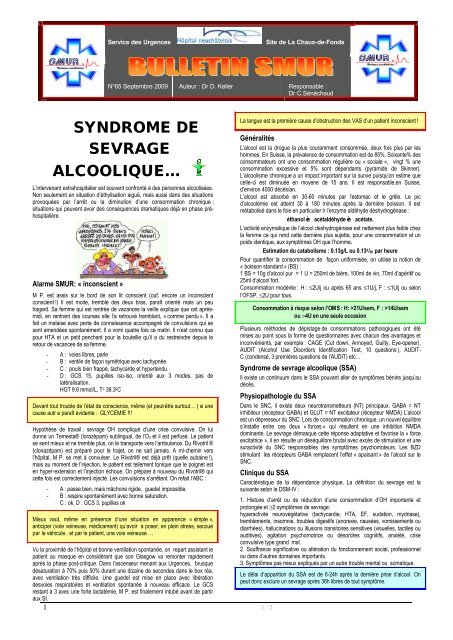 65.septembre 09. Syndrome de sevrage alcoolique - Swissrescue
