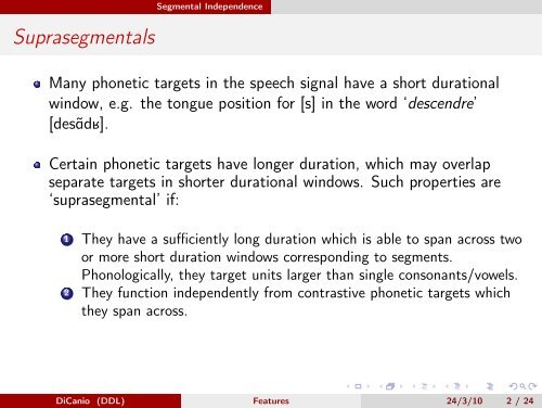 The phonetics of suprasegmentals - Linguistics - University of ...