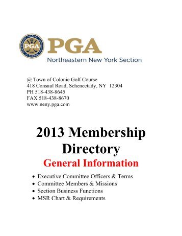 2013 Membership Directory - NE New York - PGA.com