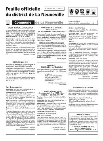 No 14 - 12 avril - Imprimerie du Courrier, La Neuveville