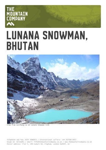 LUNANA SNOWMAN, BHUTAN - The Mountain Company