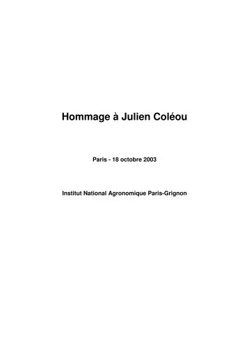 Hommage à Julien Coléou - AgroParisTech