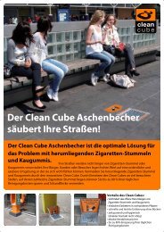 Der Clean Cube Aschenbecher säubert Ihre Straßen!
