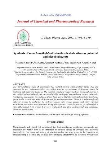 Synthesis of some 2-methyl-5-nitroimidazole derivatives - Journal of ...