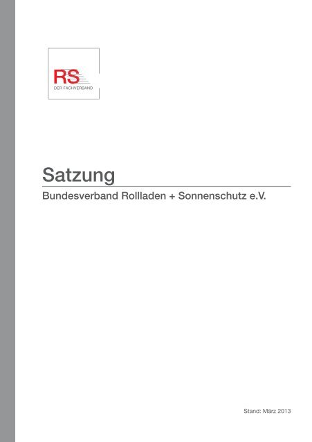 Satzung - Bundesverband Rollladen + Sonnenschutz eV