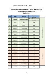 AnnÃ©e Universitaire 2011-2012 RÃ©sultats du Concours d'accÃ¨s Ã  l ...