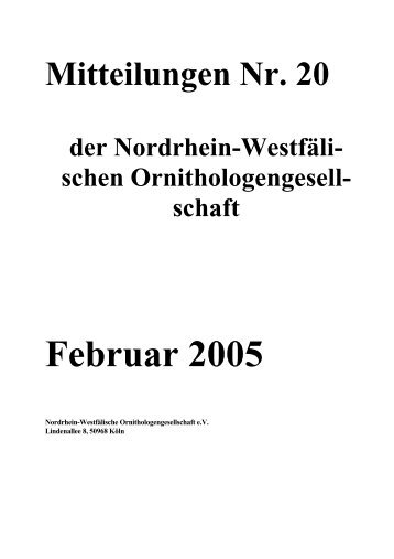 Mitteilungen - Nordrhein-WestfÃ¤lische Ornithologengesellschaft eV