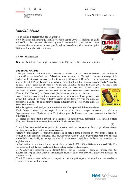 Nutella®-Mania - Haute école de santé Genève