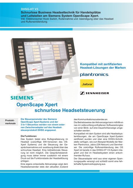 schnurlose Headsetsteuerung OpenScape Xpert - Headsetsysteme