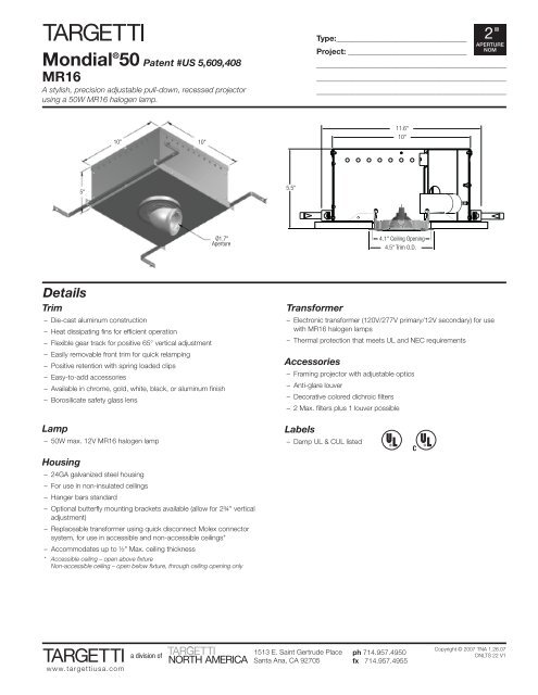 Mondial 50 MR16 v1B.indd - Targetti Usa