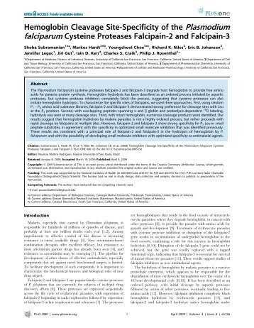 Hemoglobin Cleavage Site-Specificity of the ... - Craiklab.ucsf.edu