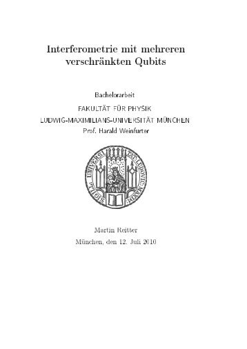 Interferometrie mit mehreren verschrÃ¤nkten Qubits - Experimental ...