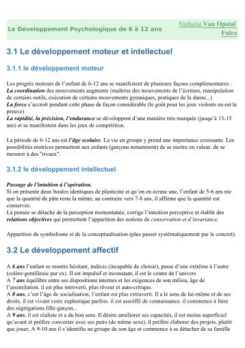 Le dÃ©veloppement psychologique de l'enfant (6-12 ans)