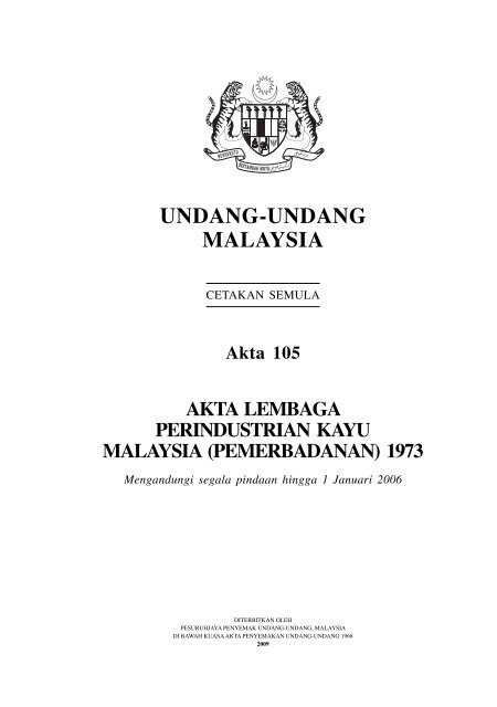 Akta Lembaga Perindustrian Kayu Malaysia (Perbadanan) 1973