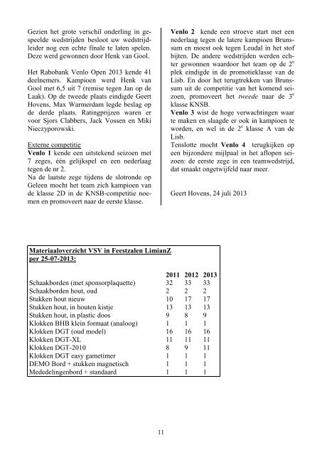 Clubblad 6-2013 - Koninklijk Erkende Venlose Schaakvereniging