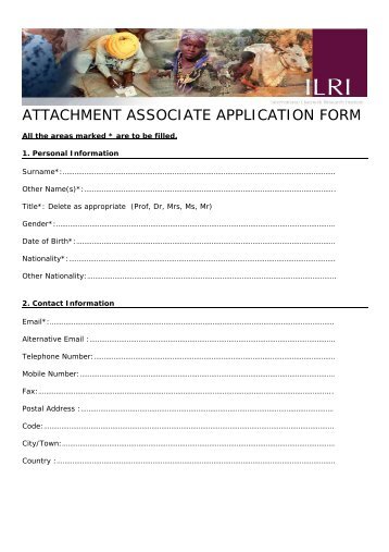 ATTACHMENT ASSOCIATE APPLICATION FORM