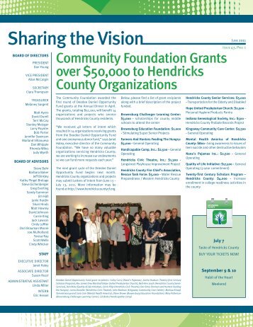Sharing the Vision - Hendricks County Community Foundation