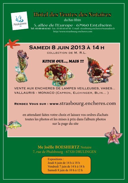 Vente aux EnchÃ¨res dimanche 5 mai 2013 Ã  14 h - Strasbourg ...