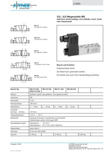 2.0002 3/2-, 5/2-Wegeventile M5 - JOYNER pneumatic GmbH