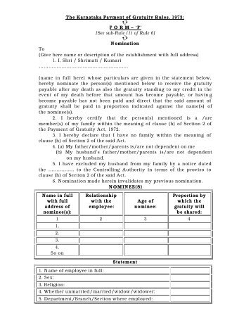 FORM – 'F' [See sub-Rule (1) of Rule 6]