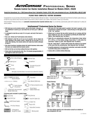 Remote Control Car Starter Installation Manual for ... - Ready Remote