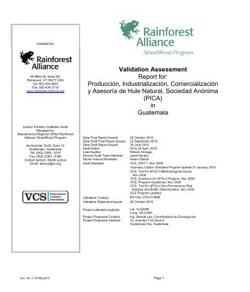 Validation Report - The Verified Carbon Standard Project Database