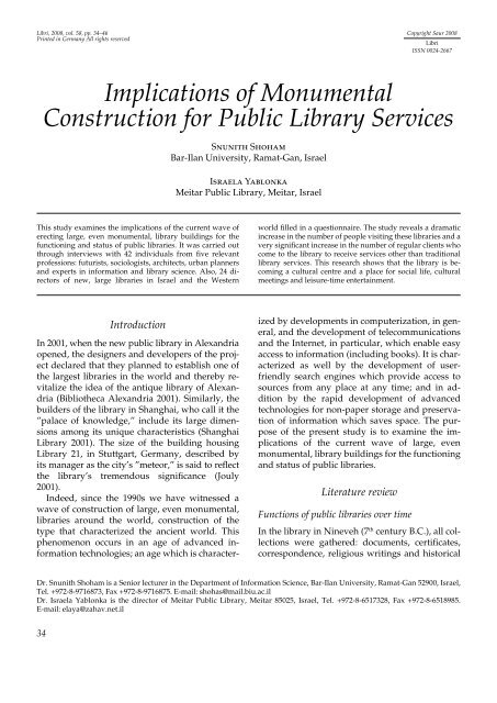 Implications of Monumental Construction for Public Library ... - Libri