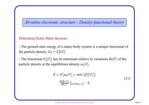 AB-INITIO SIMULATIONS IN MATERIALS SCIENCE - VASP