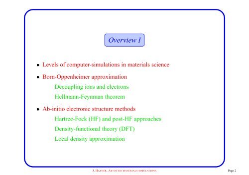 AB-INITIO SIMULATIONS IN MATERIALS SCIENCE - VASP