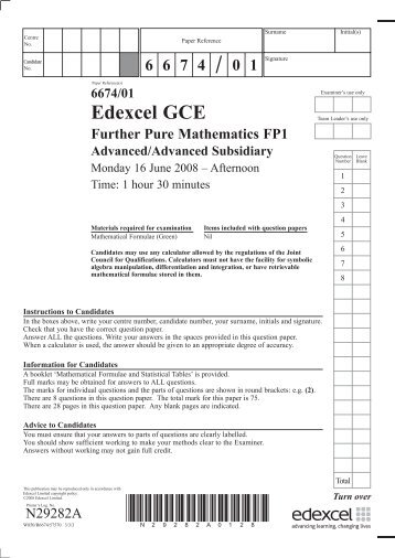 Question Paper - Edexcel