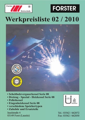 Forster Heiztechnik Preisliste Rabattliste fuer Forster Heizung ...