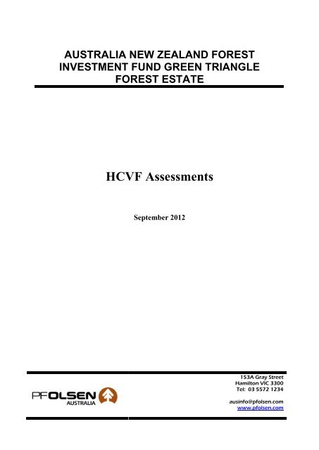 HCVF Assessments - PF Olsen Limited