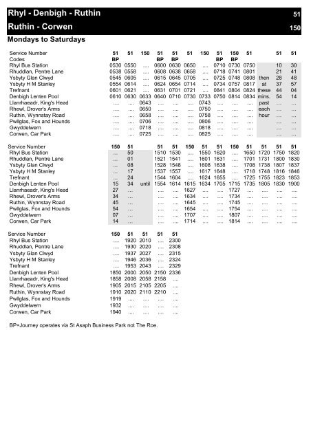 Rhyl - Denbigh - Ruthin Ruthin - Corwen - Arriva